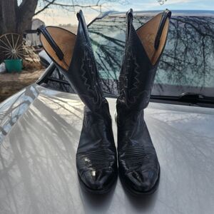 Black Men's Leather Panhandle Slim Brand Boots Size 9.5 D